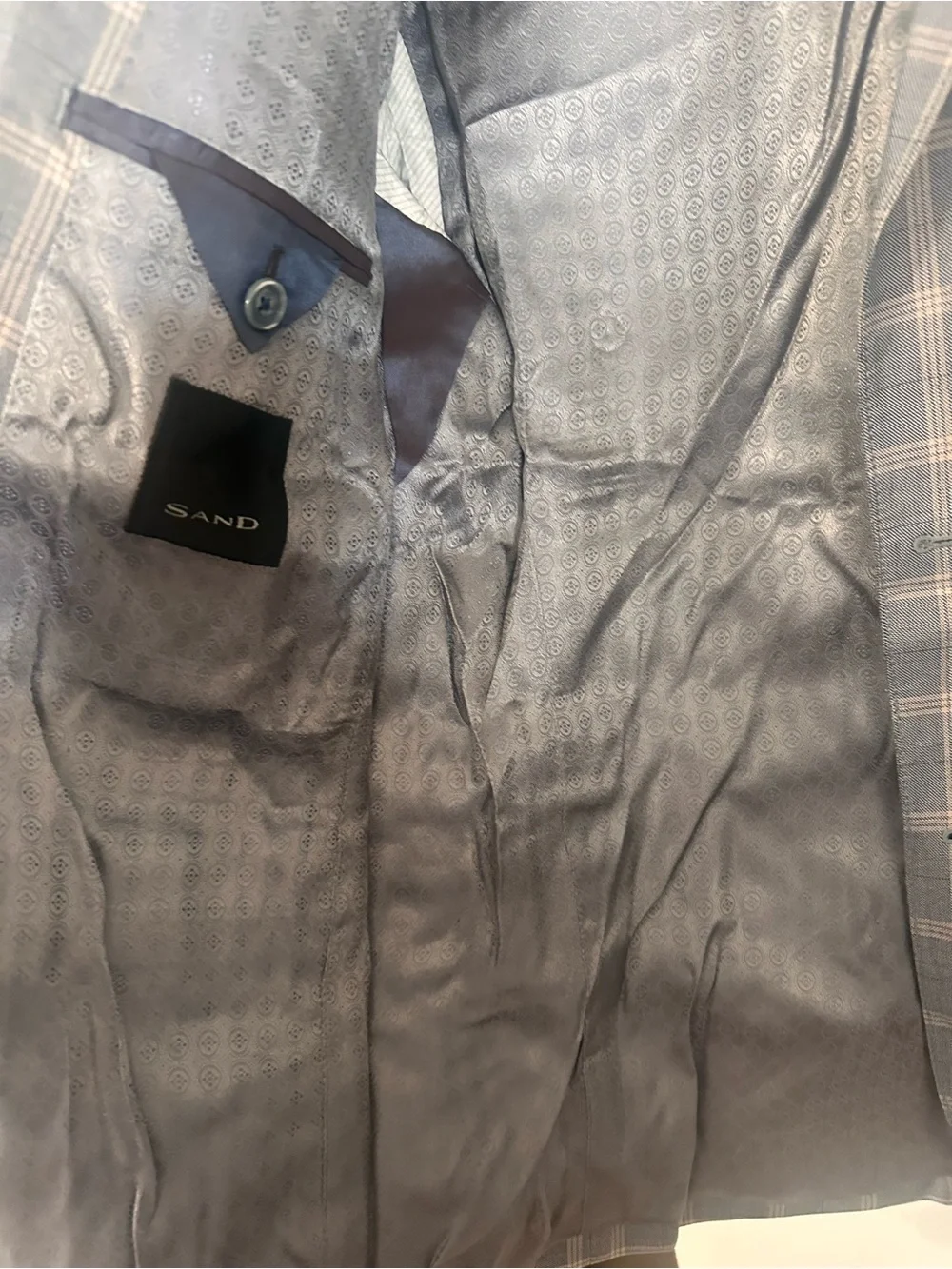 AND Light Blue Windowpane Sport Coat with Cream Check